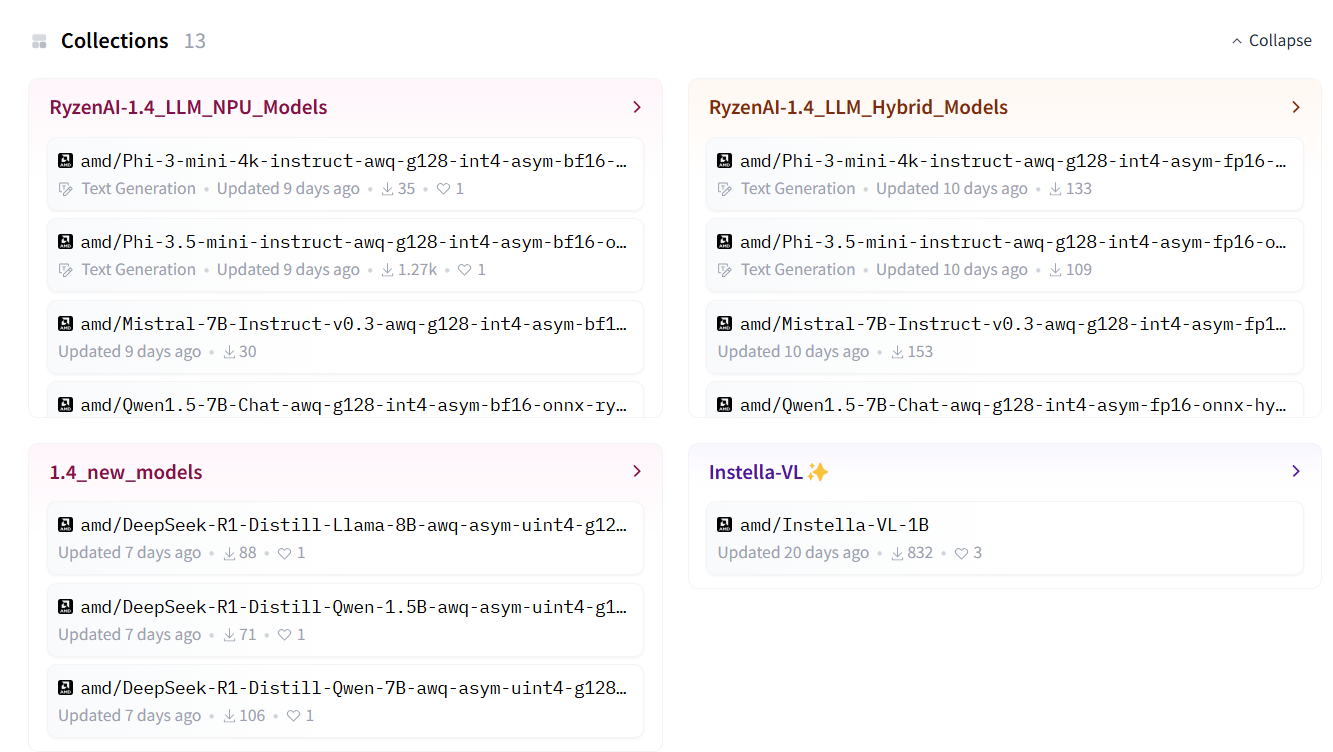 AMD LLM models on Hugging Face