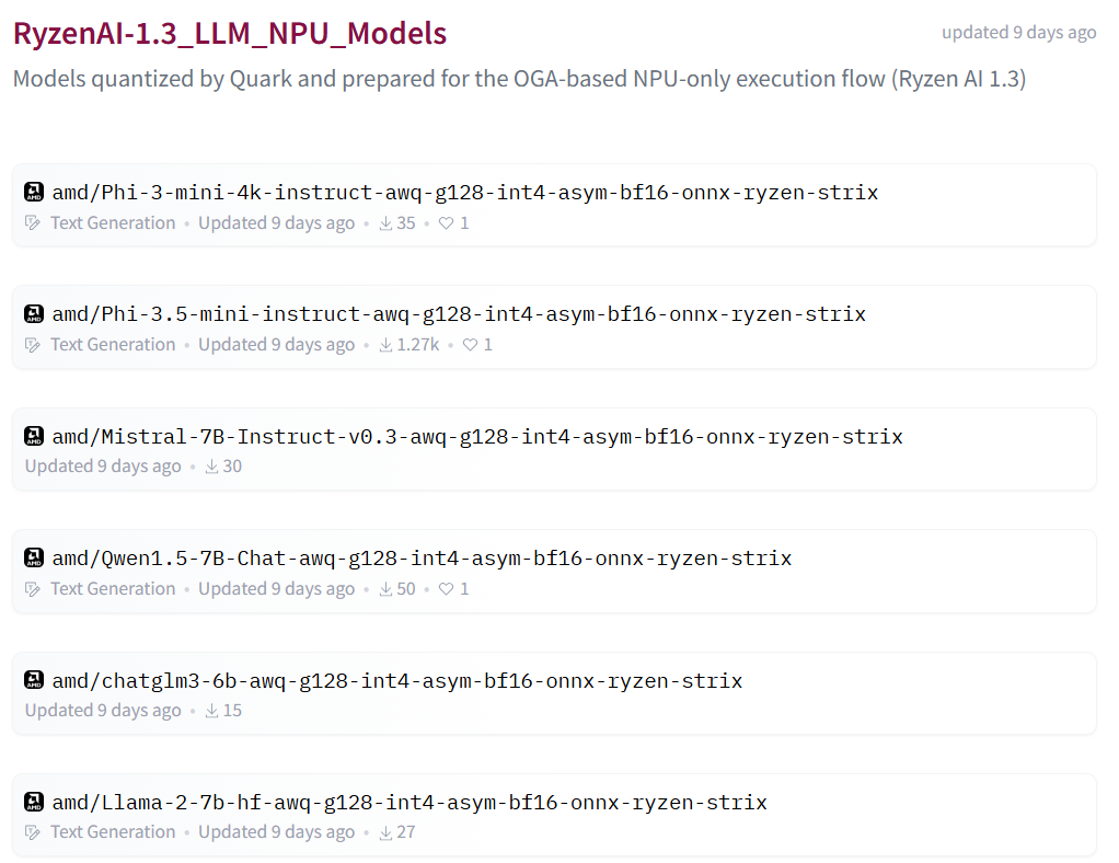 AMD LLM model examples on Hugging Face
