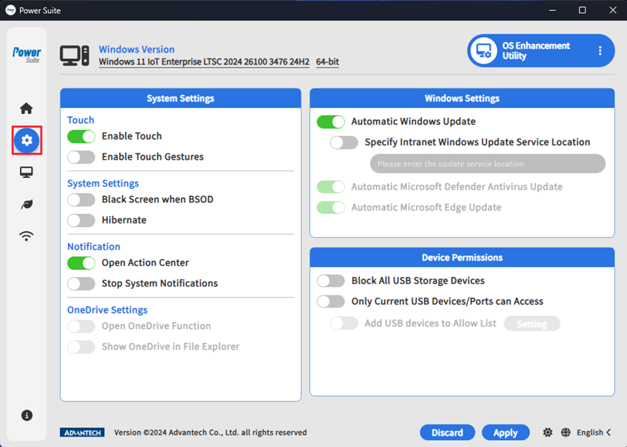 General Settings 介面